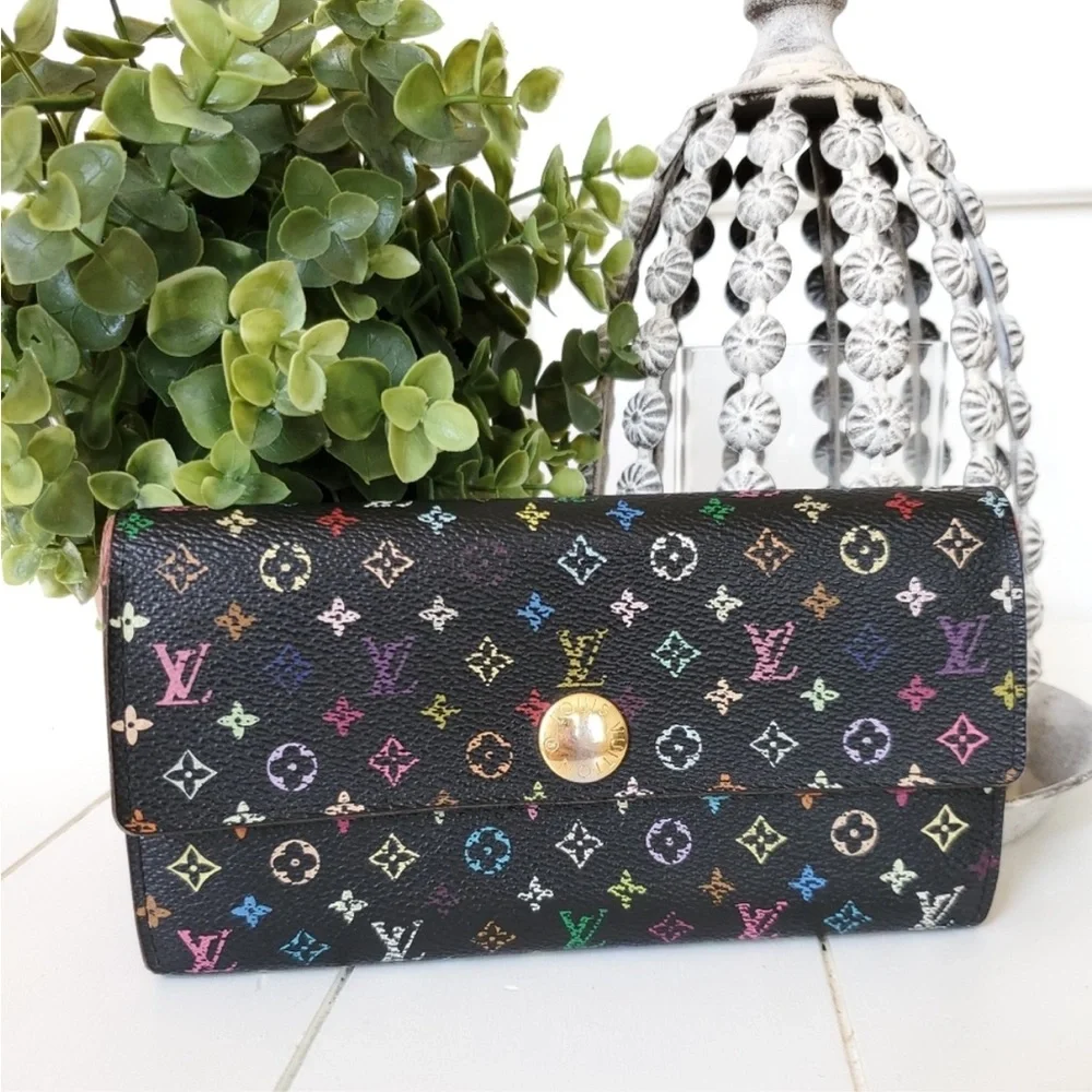LOUIS VUITTON Monogram Multicolor Sarah Wallet Black Grenade AUTHENTIC CA1132
